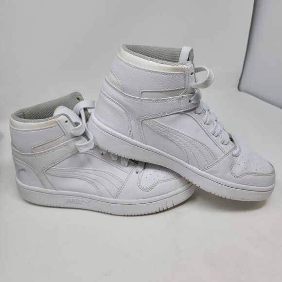 90s Style Puma Hightop Plain Clean Minimal White Size 4.5 4.5C, Youth Boys Girls - Picture 2 of 7